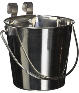 QT Dog Flat Sided Stainless Steel Bucket with Hooks, 2 Quart
