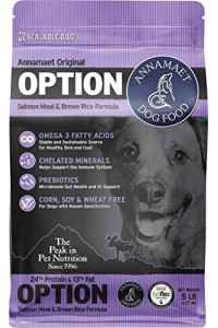 Annamaet Original Option Formula Dry Dog Food, 24% Protein (Salmon & Brown Rice), 5-lb Bag