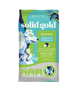 Solid Gold - Leaping Waters with Cold Water Salmon & Vegetable Recipe - Grain Free & Gluten Free for Sensitive Stomachs - Holistic Adult Dry Dog Food - 22lb Bag