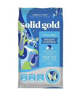 Solid Gold - Fit as a Fiddle with Fresh Caught Alaskan Pollock - Grain Free & Gluten Free - Holistic Weight Control Adult Dry Cat Food - 12lb Bag