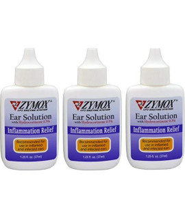 Zymox Enzymatic Ear Solution With 0.5-Percent Hydrocortisone For Dog & Cat Pack Of 3