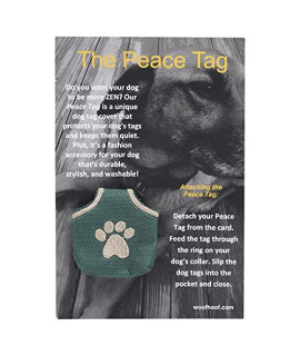 Woofhoofs Dog Tag Silencer, Quiets Dog ID Tags, for Dogs and Cats, Green Pawprint