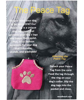 Woofhoofs Dog Tag Silencer, Quiets Dog ID Tags, for Dogs and Cats, Pink Pawprint