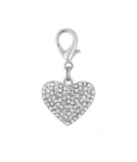 PETFAVORITES Couture Designer Fancy Bling Rhinestone Heart Pet Cat Dog Necklace Collar Charm Pendant Jewelry (Crystal)