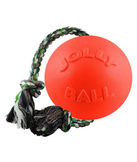 Jolly Pets Romp-n-Roll Rope and Ball Dog Toy, 8 Inches/Large, Orange