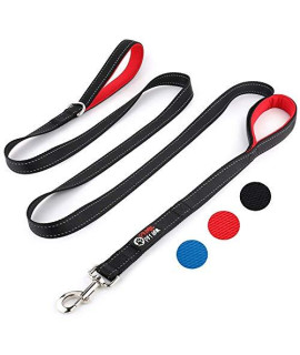 Primal Pet Gear Dog Leash 8ft Long - Black - Traffic Padded Two Handle - Heavy Duty - Double Handles Lead for Control Safety Training - Leashes for Large Dogs or Medium Dogs - Dual Handles Leads