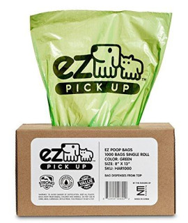 EZ 1000 Pet Waste Disposal Dog Poop Bags, Pickup Bags Green (Single roll, not on Small Rolls)