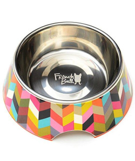 French Bull Stainless Steel and Melamine Ziggy Designer Dog Bowls for Dogs or cats Medium