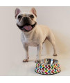French Bull Stainless Steel and Melamine Designer Dog Bowls for Dogs or Cats, Medium, White