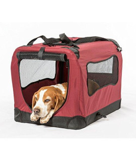 2Pet Foldable Dog Crate - Soft Easy To Fold & Carry Dog Crate For Indoor & Outdoor Use - Comfy Dog Home & Dog Travel Crate - Strong Steel Frame Washable Fabric Cover Frontal Zipper Large Red