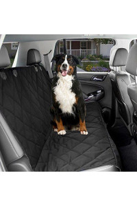 Dog Car Seat Cover - Black Waterproof Non Slip Padded Quilted Protector with Seat Anchors and Heat Straps