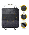 Dog Car Seat Cover - Black Waterproof Non Slip Padded Quilted Protector with Seat Anchors and Heat Straps