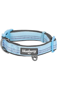 Blueberry Pet Soft & Safe 3M Reflective Neoprene Padded Adjustable Dog Collar - Baby Blue Pastel Color, Large, Neck 18-26