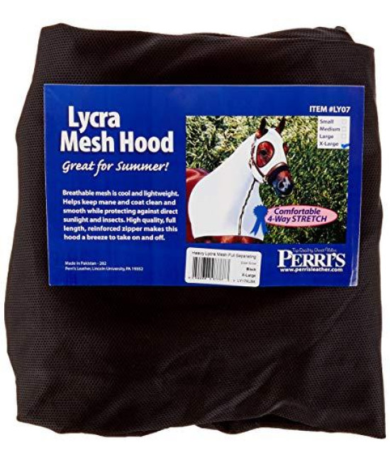 Perri's Improved Mesh Lycra Mane Hood, Black, Large