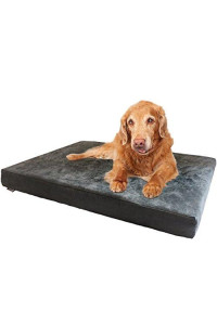 Dogbed4less XXL Orthopedic Gel Infused Cooling Memory Foam Dog Bed for Large Pet, Waterproof Liner, Micro Suede Gray Cover, 55X37X4 Inch