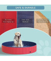 PawHut Pet Swimming Pool Dog Bathing Tub 12 x 63 All-Purpose Collapsible PVC Red / Dark Blue