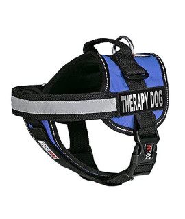 Dogline Vest Harness for Dogs and 2 Removable Therapy Dog Patches Large28 to 38 Blue