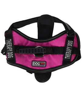 Dogline Vest Harness for Dogs and 2 Removable Therapy Dog Patches Small18 to 25 Pink