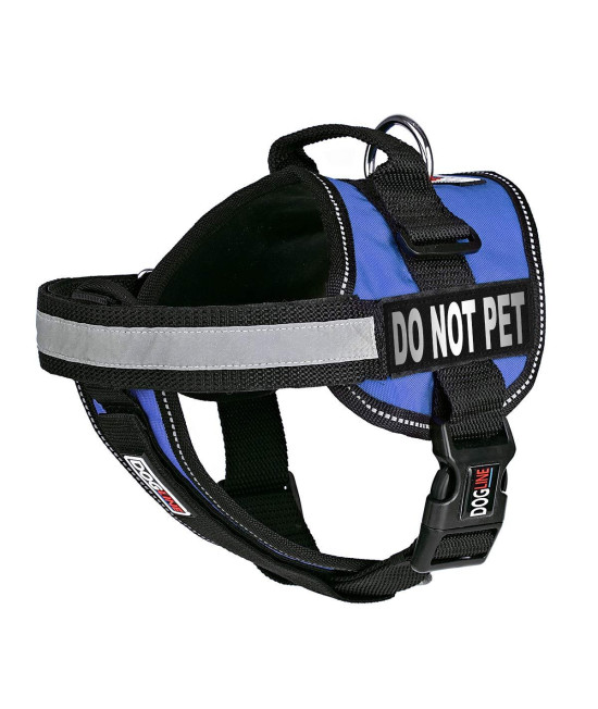 Dogline Vest Harness for Dogs and 2 Removable Do Not Pet Patches, Medium/22 to 30", Blue