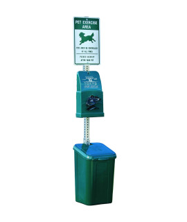 DOgIPOT 1010 Pet Station Includes Sign Dispenser Poly Receptacle Litter Bag Rolls and Liner Trash Bags Polyethylene Forest green (Sign board may vary)