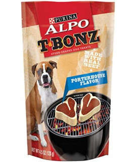 Purina ALPO Made in USA Facilities Dog Treats, TBonz Porterhouse Flavor - (5) 45 oz Pouches
