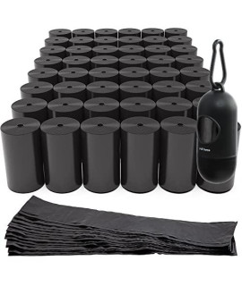 Paws & Pals 1000 Black Pet Dog Waste Bags for Poop Removal Disposal Heavy Duty with Walk Leash Bone Dispenser and Leash clip Disposal Black