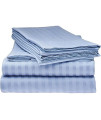 Queen Italian Prestige Collection Striped Bed Sheet Set - 1800 Luxury Soft Microfiber Deep Pocket 4-Piece Bedding Set - Wrinkle, Stain, Fade Resistant - Light Blue