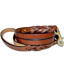 Soft Touch Collars Leather Braided Dog Leash, Brown 6ft x 3/4 Inch, Naturally Tanned 6 Foot Full Grain Leather Lead