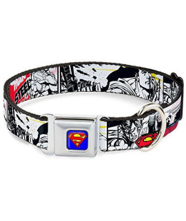 Buckle-Down Seatbelt Buckle Dog collar - Superman comic Strip - 1.5 Wide - Fits 16-23 Neck - Medium