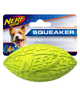 Nerf Dog 2195 4in Tire Squeak Football, green, Dog Toy, Small