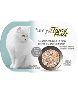 Purina Fancy Feast Natural Wet Cat Food, Purely Natural Seabass & Shrimp Entree - (10) 2 oz. Trays