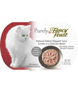 Purina Fancy Feast Natural Grain Free Broth Wet Cat Food, Purely Natural Flaked Skipjack Tuna Entree - (10) 2 oz. Trays