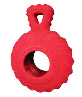 Jolly Pets Tuff Treader Dog Toy with Handle, 6 Inches, Red, Model:JTR23