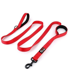 Primal Pet Gear Dog Leash 8ft Long - RED - Traffic Padded Two Handle - Heavy Duty - Double Handles Lead for Control Safety Training - Leashes for Large Dogs or Medium Dogs - Dual Handles Leads