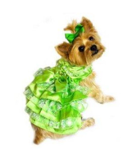 Green White and Gold Organza Dress XS by Doggie Design