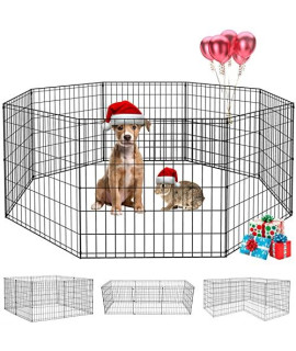 BestPet 24 Tall Foldable Dog Playpen Crate Fence Pet Kennel Play Pen Exercise Cage 8 Panel Black
