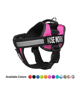 Dogline Vest Harness for Dogs and 2 Removable Nose Work Patches Small18 to 25 Pink