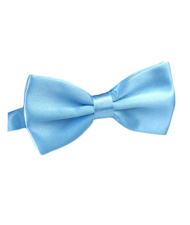 AWAYTR Mens Pre Tied Bow Ties for Wedding Party Fancy Plain Adjustable Bowties Necktie (Light Blue)