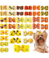PET SHOW Mixed Styles Pet cat Puppy Topknot Small Dog Hair Bows with Rubber Bands grooming Accessories Orange Pack of 20