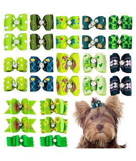 PET SHOW 20pcs Small Dog Hair Bows with Rubber Bands Puppies Doggies cats Topknot Bowknot Matching Hair grooming Accessories for Boy girl Pomeranian Yorkie Poodle Maltese Shih Tzu groomer