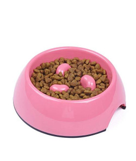 SuperDesign Anti-gulping Dog Bowl Slow Feeder, Interactive Bloat Stop Pet Bowl for Fast Eaters 15 cup Pink
