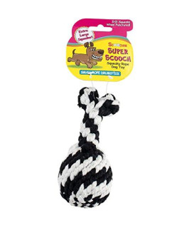 SCOOCHIE PET PRODUCTS Super Scooch Rope Drumstick with Squeaker Dog Toy, Small, 6.5-Inch
