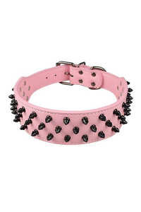 Dogs Kingdom Leather Black Spiked Studded Dog collar 2 Wide, 31 Spikes 52 Studdeds Pit Bull, Boxer collar