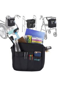 Vive Wheelchair Bag for Accessories - Fits Walkers, Rollators, and chairs - Adjustable Senior Backpack - Folding Bag for Elderly Women, Rolling Tray caddy Pouch Adult Tote Attachment, Water Resistant