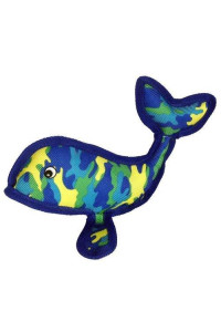 Pet Lou Squeeze Me Glamorous Sea Warrior Camouflage Whale Dog Toy, Blue