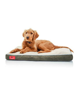 Brindle Shredded Memory Foam Dog Bed with Removable Washable Cover-Plush Orthopedic Pet Bed - 28 x 18 inches - Khaki
