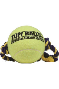 PetSport 70155 Mega Tuff Ball Tug Dog Toy Yellow, 4 in