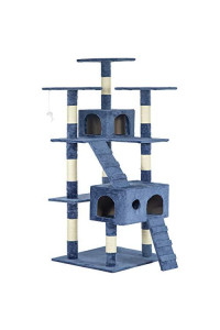 New Navy Blue 72 Cat Tree Scratcher Play House Condo Furniture Post Pet House