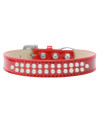 Mirage Pet Products Two Row Pearl Ice cream Dog collar Size 18 Red