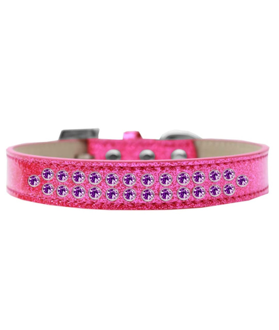 Mirage Pet Products Two Row Purple crystal Ice cream Dog collar Size 20 Pink